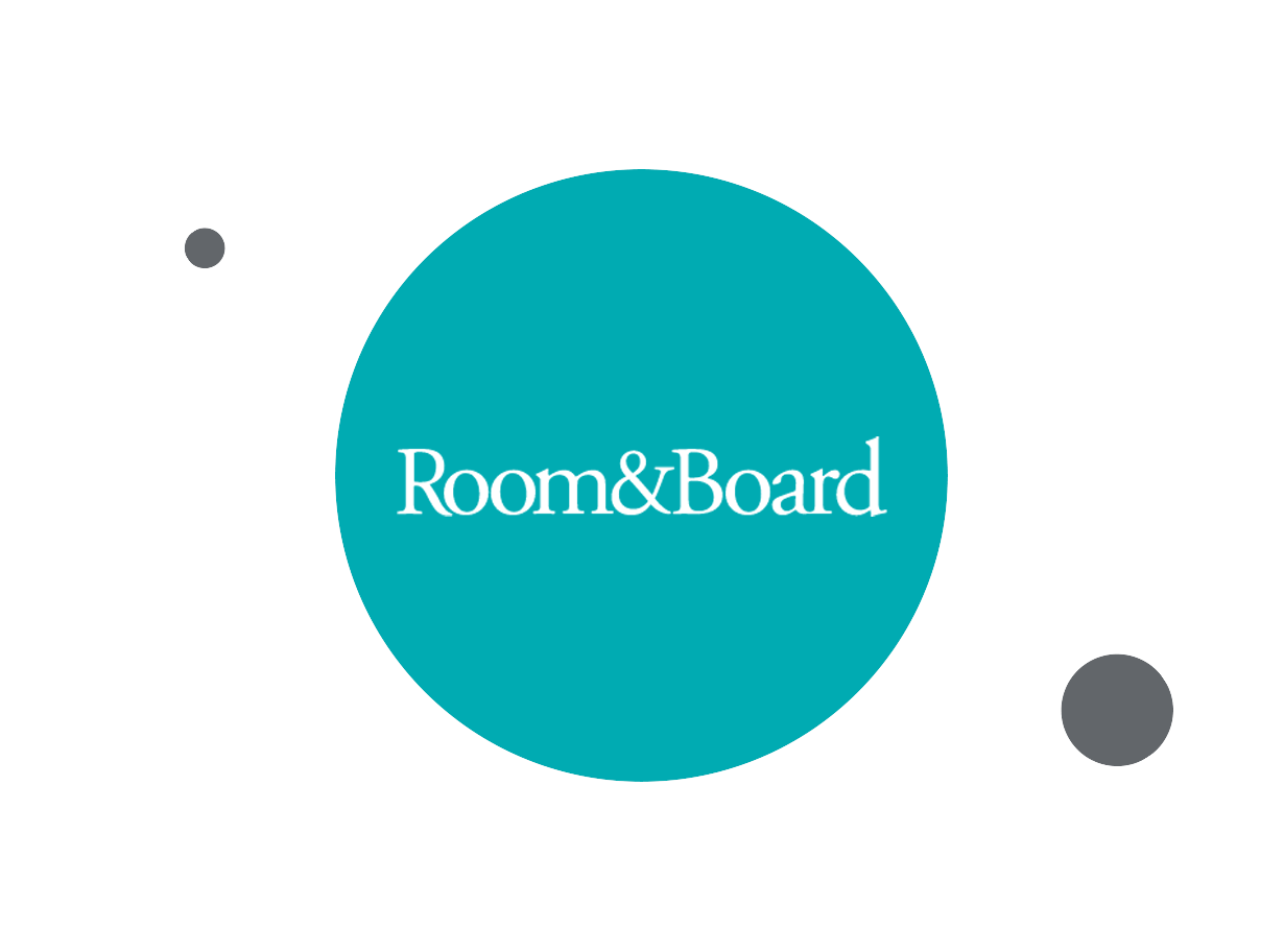 Room&Board teal background logo