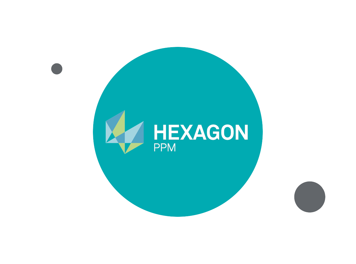 Hexagon PPM logo within teal circle