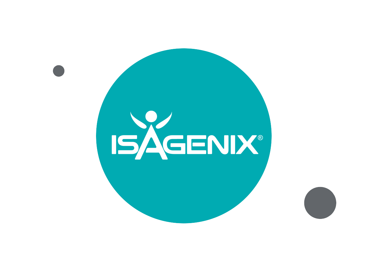 Isagenix logo within teal circle
