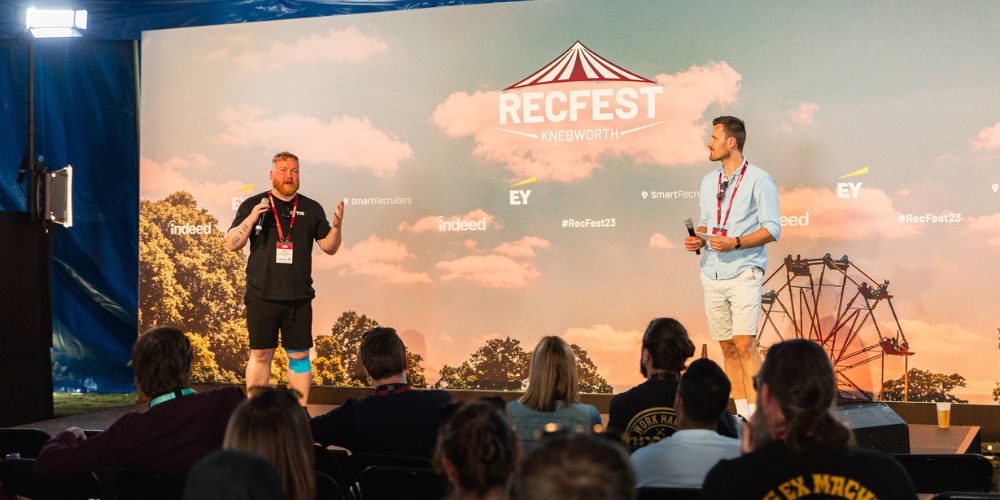 iCIMS team presents on stage at RecFest