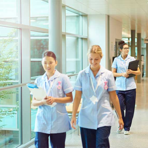 Employees walking in a ward at Norman Regional Health