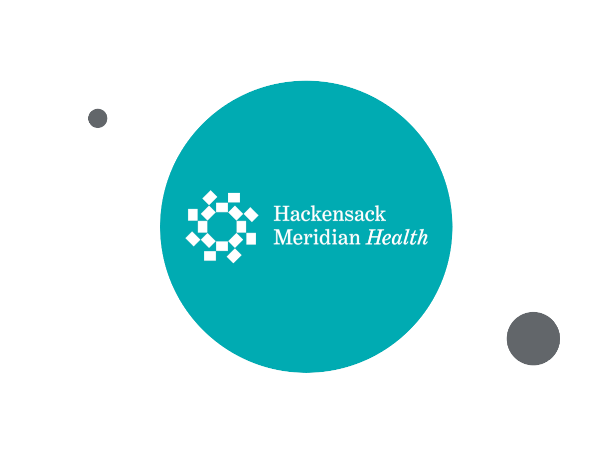 Hackensack Meridian Health logo within teal circle