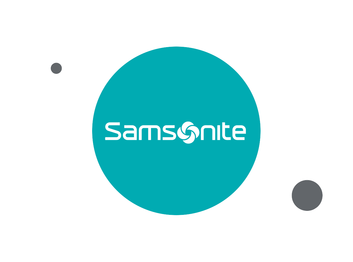 Samsonite logo within teal circle